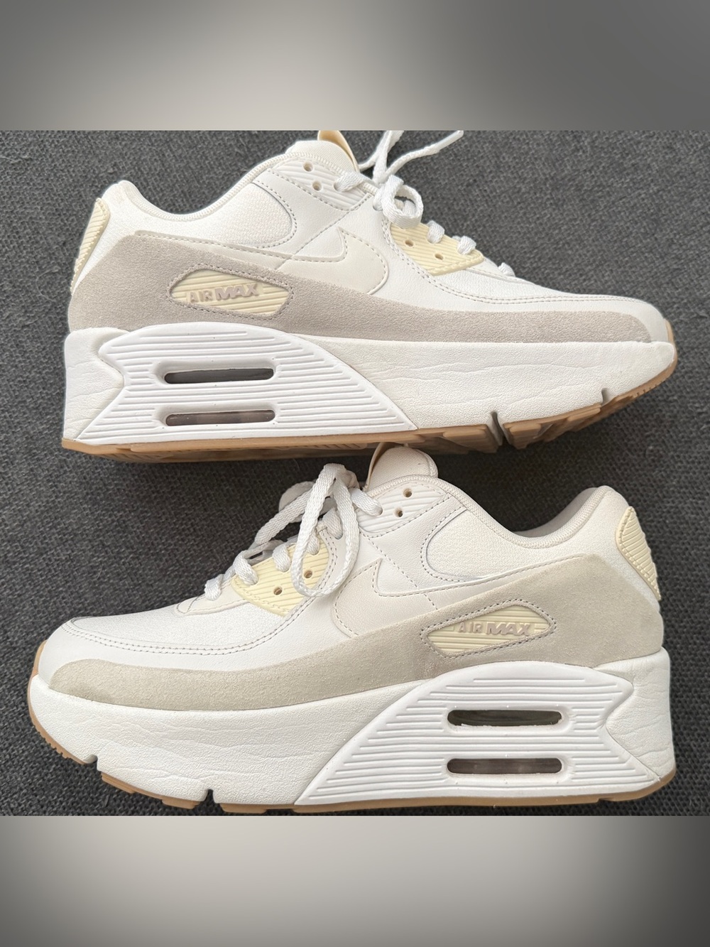 Nike Air Max 90 LV8. Sail/Phantom colour. Women's size 9 in EUC platform